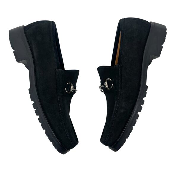Gucci Horsebit Suede Lug Sole Slip On Loafer Black Men Size 10/ US 11 - Picture 7 of 16